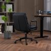 Office Chair,Mid Back Home Office Desk Task Chair with Wheels and Arms Ergonomic PU Leather Computer Rolling Swivel Chair with Padded Armrest,The back