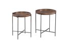 Set of 2 Modern Round Wood Brown Side Tables with Metal Legs - Contemporary Accent Furniture for Living Room, Bedroom, or Office - Stylish and Functio