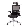 BLACK Ergonomic Mesh Office Chair, High Back - Adjustable Headrest with Flip-Up Arms, Tilt and lock Function, Lumbar Support and blade Wheels, KD chro